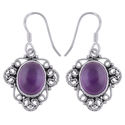 925 Sterling Silver Amethyst Earrings - R1501748-1