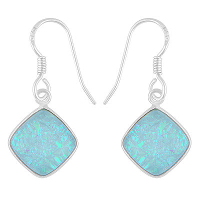 Beautiful Handmade Bezel Opal Rhombus Shape 925 Sterling Solid Silver Dangle Earrings - R1501754-7