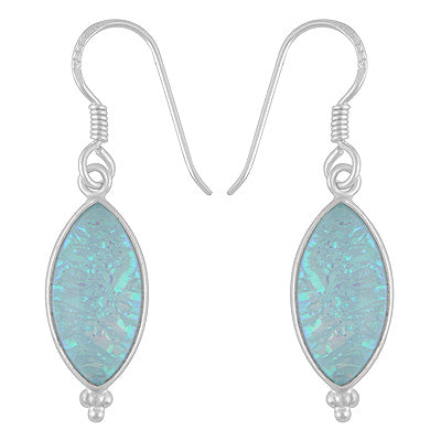 Gorgeous Rawa Work at Bottom Bezel Opal Marquise Shape 925 Sterling Solid Silver Dangle Earrings - R1501755-6