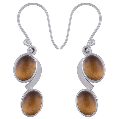 925 Sterling Silver Tiger's Eye Earrings - R1501757-10
