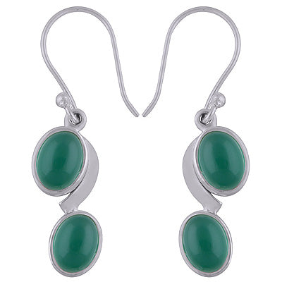 925 Sterling Silver Green Onyx Earrings - R1501757-8