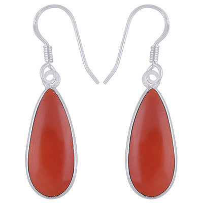 Gorgeous Elongated Bezel Carnelian Pear Shape 925 Sterling Solid Silver Dangle Earrings - R1501759-25