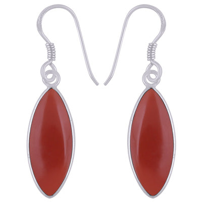 Stunning Elongated Bezel Gemstone Carnelian Marquise Shape 925 Sterling Solid Silver Dangle Earrings - R1501760-26