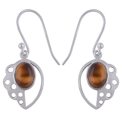 925 Sterling Silver Tiger's Eye Earrings - R1501766-8
