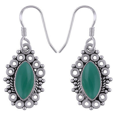 925 Sterling Silver Green Onyx Earrings - R1501767-7