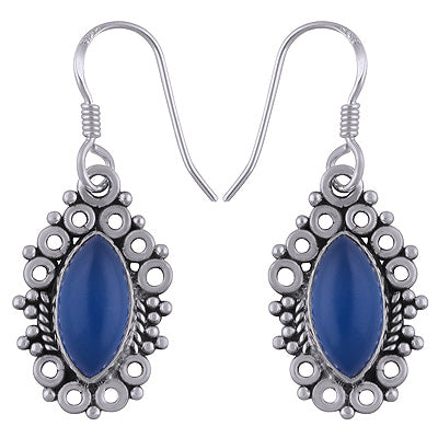 925 Sterling Silver Blue Chalcedony Earrings - R1501767-8