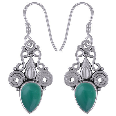 925 Sterling Silver Green Onyx Earrings - R1501772-6