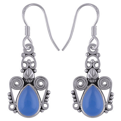 925 Sterling Silver Blue Chalcedony Earrings - R1501774-7