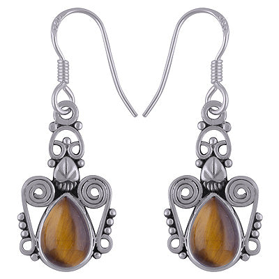 925 Sterling Silver Tiger's Eye Earrings - R1501774-9