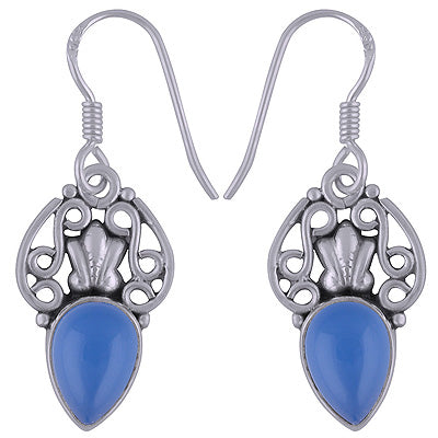 925 Sterling Silver Blue Chalcedony Earrings - R1501775-7