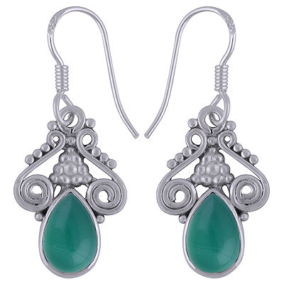 925 Sterling Silver Green Onyx Earrings - R1501776-6