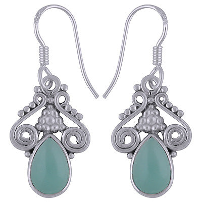925 Sterling Silver Aqua Chalcedony Earrings - R1501776-8