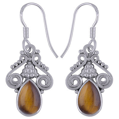 925 Sterling Silver Tiger's Eye Earrings - R1501776-9