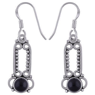 925 Sterling Silver Black Onyx Earrings - R1501781-12