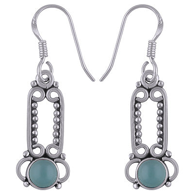 925 Sterling Silver Aqua Chalcedony Earrings - R1501781-8