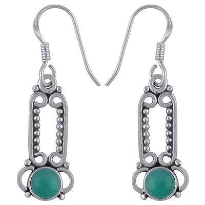 925 Sterling Silver Green Onyx Earrings - R1501781-9