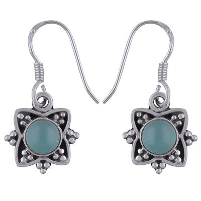 925 Sterling Silver Aqua Chalcedony Earrings - R1501786-7