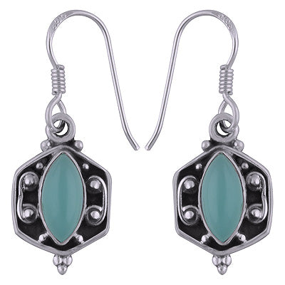 925 Sterling Silver Aqua Chalcedony Earrings - R1501790-7
