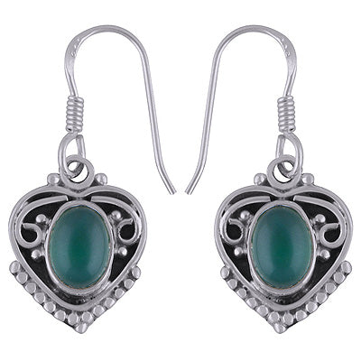 925 Sterling Silver Green Onyx Earrings - R1501794-10