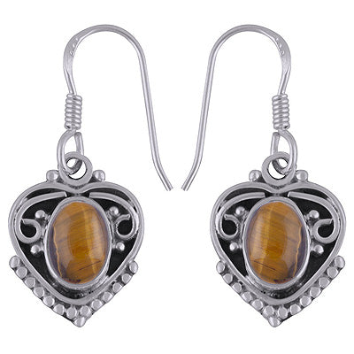 925 Sterling Silver Tiger's Eye Earrings - R1501794-11