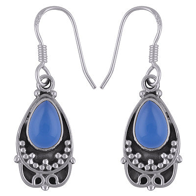 925 Sterling Silver Blue Chalcedony Earrings - R1501797-7