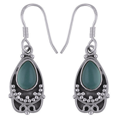 925 Sterling Silver Aqua Chalcedony Earrings - R1501797-8