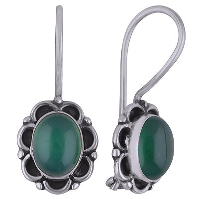 925 Sterling Silver Green Onyx Earrings - R1501809-7