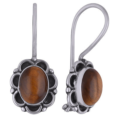 925 Sterling Silver Tiger's Eye Earrings - R1501809-8