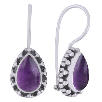 Alluring Rawa Work Around Amethyst Pear Shape 925 Sterling Solid Silver Dangle Earrings - R1501812-51