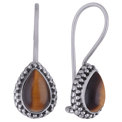925 Sterling Silver Tiger's Eye Earrings - R1501812-7