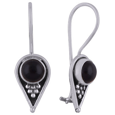 Gorgeous Rawa And Wire Work Around Black Onyx Round Shape 925 Sterling Solid Silver Dangle Earrings - R1501816-9