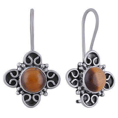 925 Sterling Silver Tiger's Eye Earrings - R1501818-7