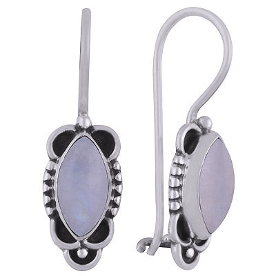 Alluring Handcrafted Rawa Work Around Rainbow Moonstone Marquise Shape 925 Sterling Solid Silver Dangle Earrings - R1501820-4