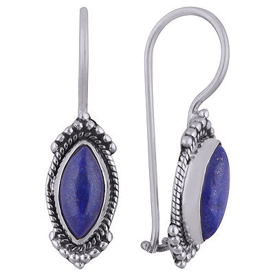 Stunning Rawa & Twisted Wire Work Around Lapis Marquise Shape 925 Sterling Solid Silver Dangle Earrings - R1501821-6