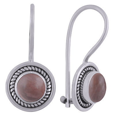 Gorgeous Wire Work Around Rose Quartz Round Shape 925 Sterling Solid Silver Dangle Earrings - R1501834-13