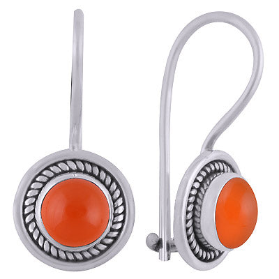 Gorgeous Wire Work Around Carnelian Round Shape 925 Sterling Solid Silver Dangle Earrings - R1501834-9