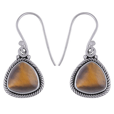 925 Sterling Silver Tiger's Eye Earrings - R1501841-7