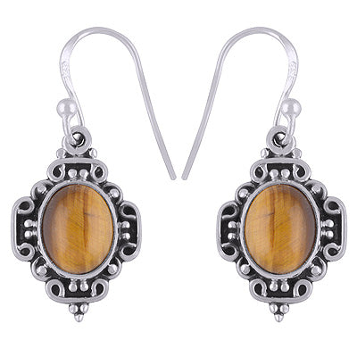 925 Sterling Silver Tiger's Eye Earrings - R1501844-6