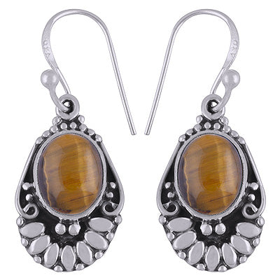 925 Sterling Silver Tiger's Eye Earrings - R1501846-6