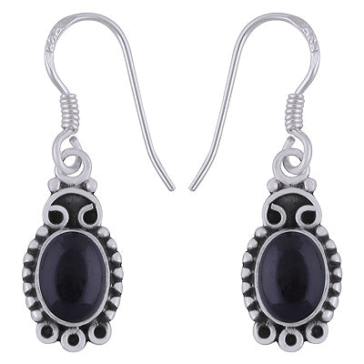 Stunning Rawa Work Around Black Onyx Oval Shape 925 Sterling Solid Silver Earrings - R1501861-43