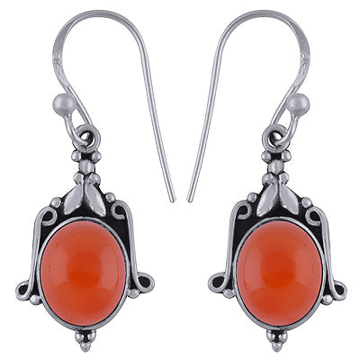 Handcrafted Work Carnelian Oval Shape 925 Sterling Solid Silver Dangle Earrings - R1501866-3