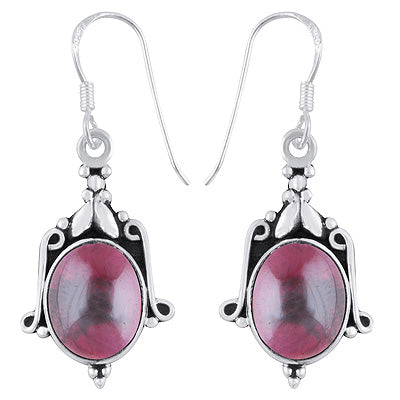 Handcrafted Work Garnet Oval Shape 925 Sterling Solid Silver Dangle Earrings - R1501866-4