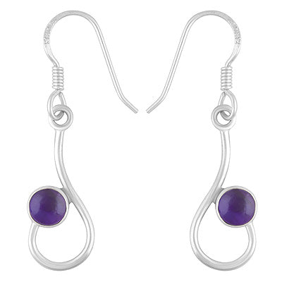 Gorgeous Design Amethyst Round Shape 925 Sterling Solid Silver Dangle Earrings - R1501882-1