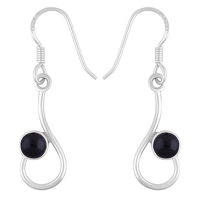 Gorgeous Design Black Onyx Round Shape 925 Sterling Solid Silver Dangle Earrings - R1501882-10