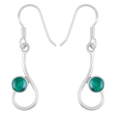 Gorgeous Design Malachite Round Shape 925 Sterling Solid Silver Dangle Earrings - R1501882-14