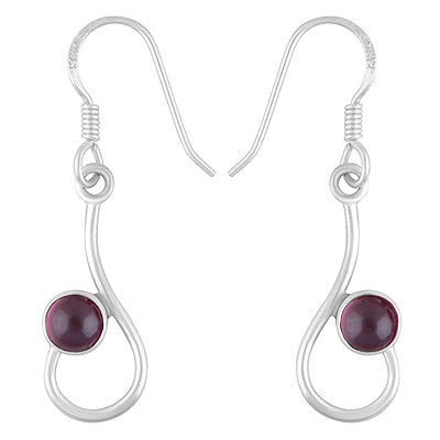 Gorgeous Design Garnet Round Shape 925 Sterling Solid Silver Dangle Earrings - R1501882-2