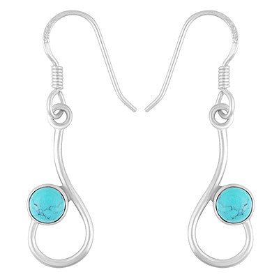 Gorgeous Design Turquoise Round Shape 925 Sterling Solid Silver Dangle Earrings - R1501882-3