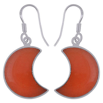 Alluring Gemstone Carnelian Moon Shape 925 Sterling Solid Silver Earrings - R1501901-4