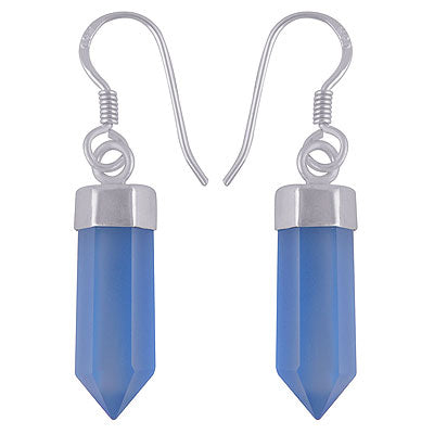 Alluring Blue Chalcedony Pencil Shape 925 Sterling Solid Silver Dangle Earrings - R1501904-11