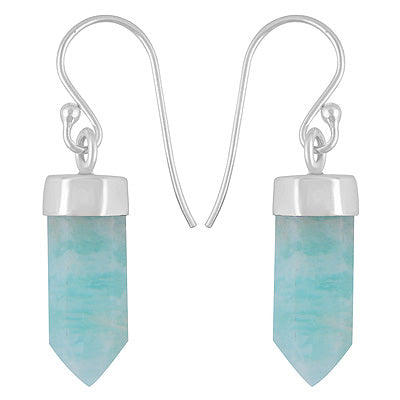 Alluring Amazonite Pencil Shape 925 Sterling Solid Silver Dangle Earrings - R1501904-35